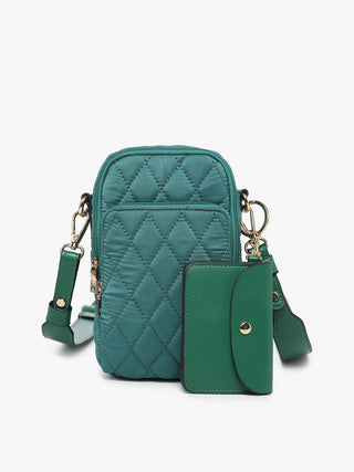 Parker Quilted 3 Compartment Crossbody w/ Pouch - Green