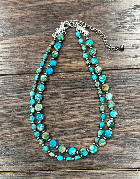 Handmade Gemstone Necklace 2-strand 16-21 inch