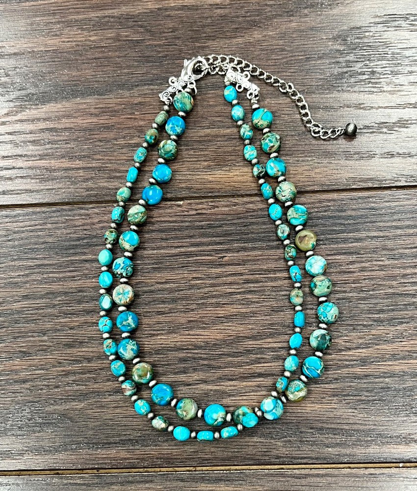 Handmade Gemstone Necklace 2-strand 16-21 inch