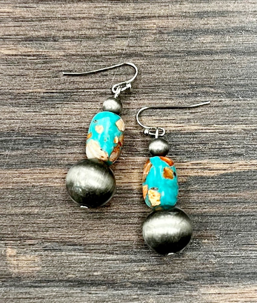 Handmade Gemstone, Navajo Bead Earrings