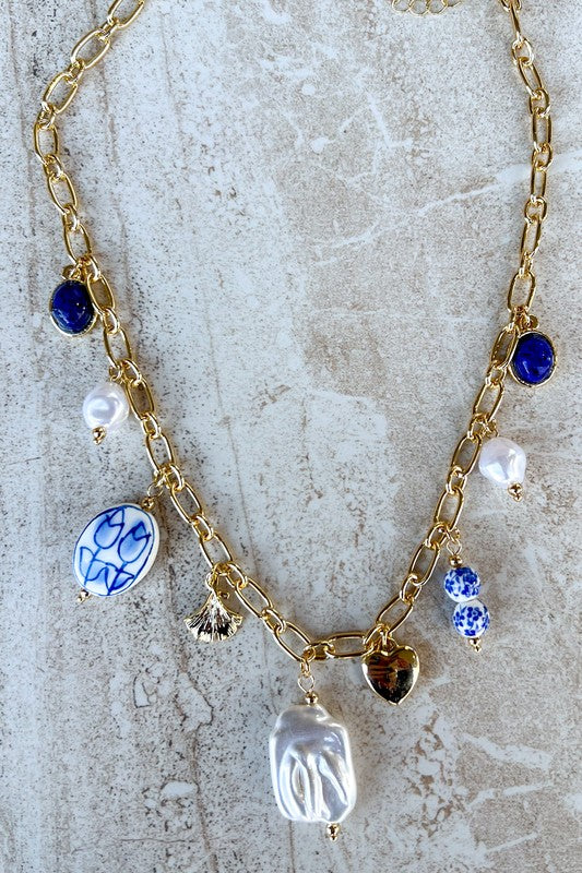 Blue/White Charm Necklace