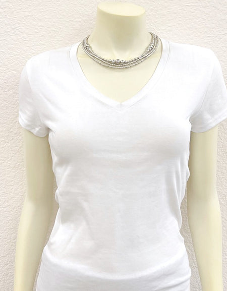17" Silver Western Bead 3-strand Necklace