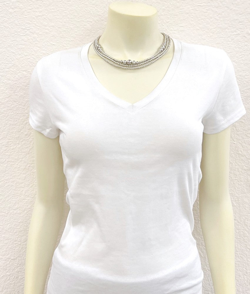 17" Silver Western Bead 3-strand Necklace