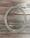 17" Silver Western Bead 3-strand Necklace