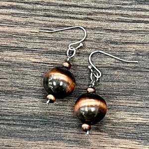 Navajo Bead Earrings - Copper