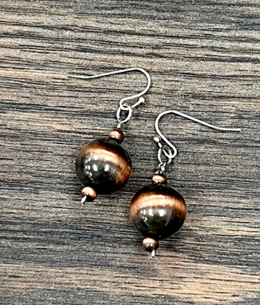 Navajo Bead Earrings - Copper