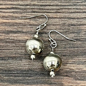 Navajo Bead Earrings - Silver