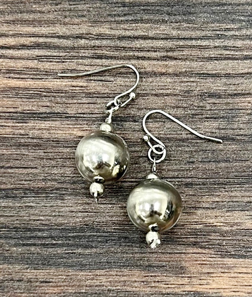 Navajo Bead Earrings - Silver