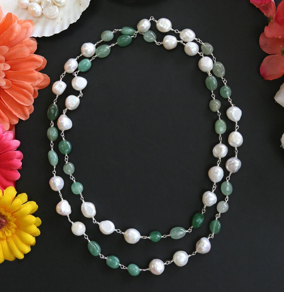 Aventurine & Culture Pearl Necklace