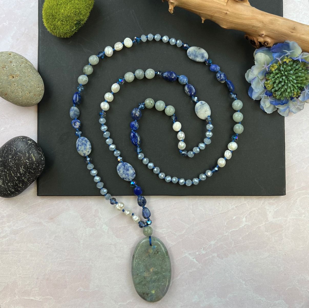 Sodalite Geo Pendant Necklace