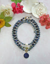Blue Jasper and Lapis Lazuli Pendant Necklace. Set of Three