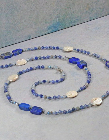 Lapis Lazuli and Freshwater Pearl Necklace