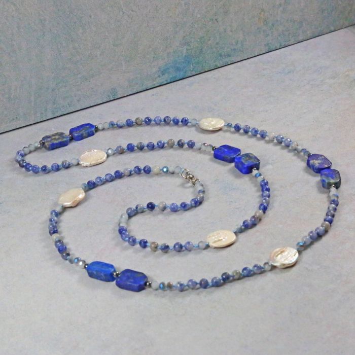 Lapis Lazuli and Freshwater Pearl Necklace