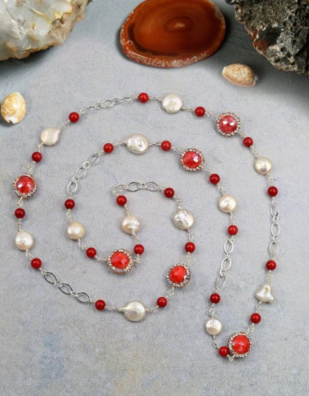 Crimson Elegance Red Sea Bamboo Coral Necklace