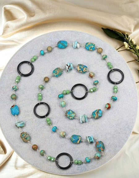 Imperial Jasper and Larimar Necklace