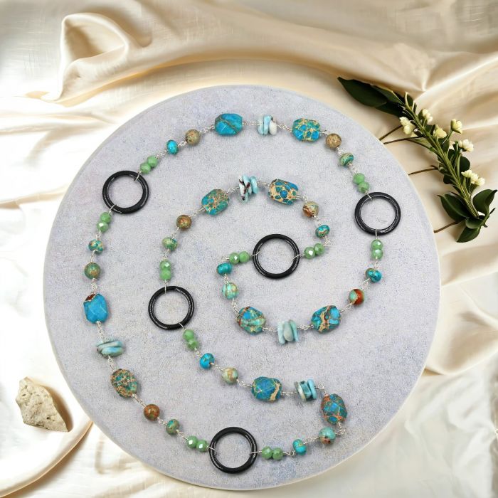 Imperial Jasper and Larimar Necklace