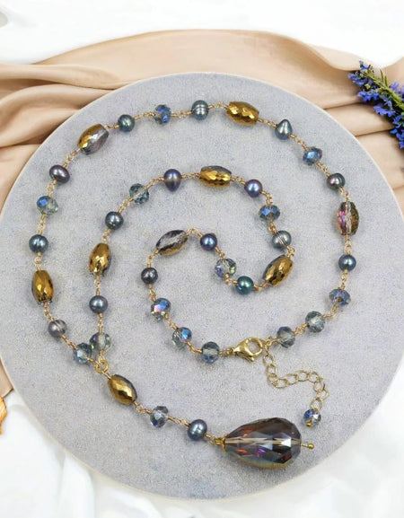 Golden Twilight Crystals Necklace