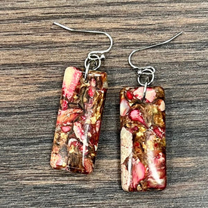 Gemstone Earrings - Pink/Brown