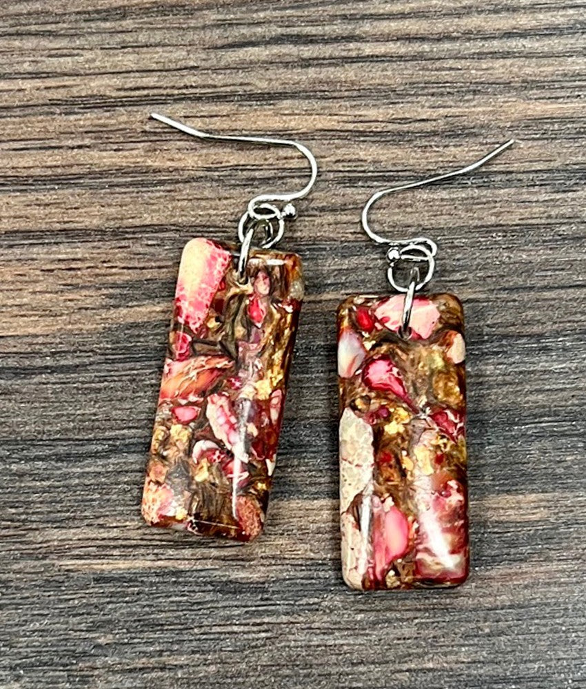 Gemstone Earrings - Pink/Brown