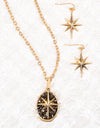 ALL SPARKLE HEMATITE AND GOLDTONE STAR NECKLACE AND EARRING