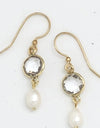 Earring Glass Bezel with Freshwater Pearl Drop Gold