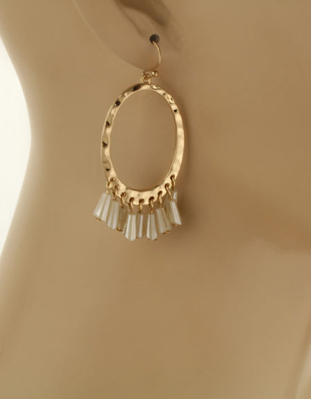 Stone Fish Hook Earrings - Ivory