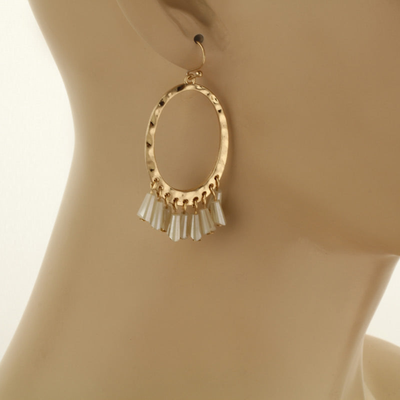 Stone Fish Hook Earrings - Ivory