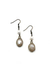 Earring Oval Drop Antique Gold W/Freshwater Pearl Frenchhook