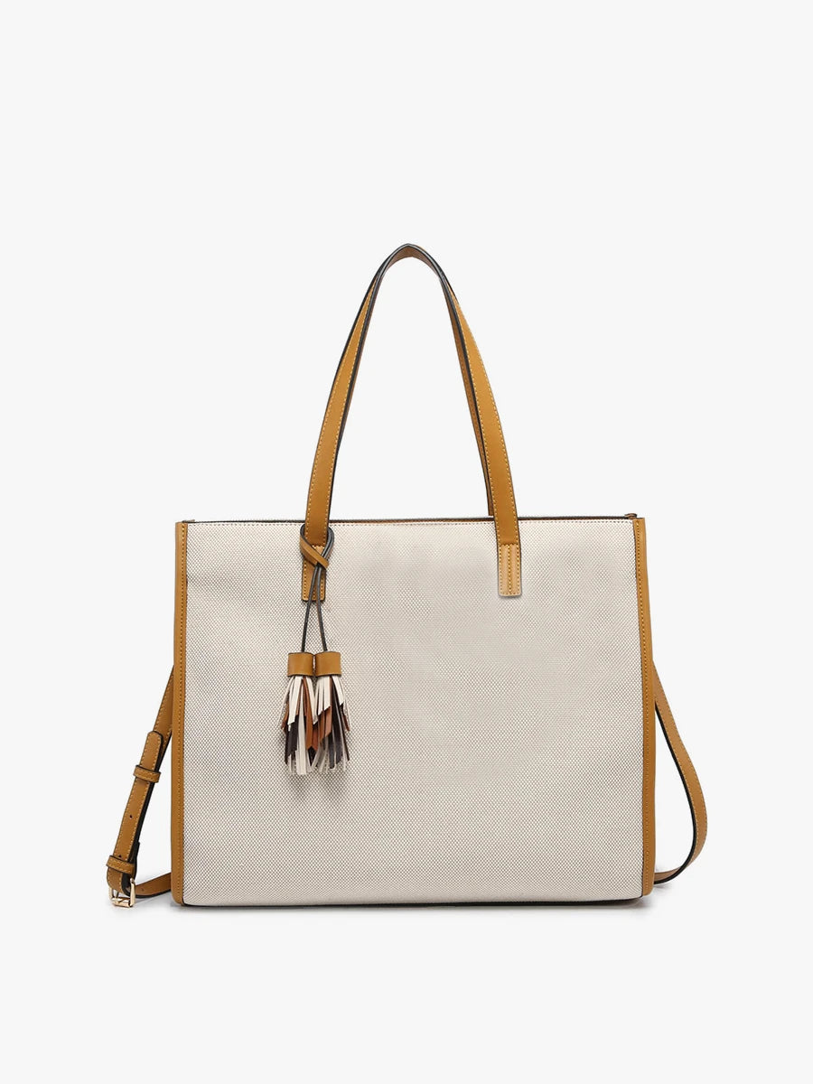 Eleanor Canvas Tote w/ Multicolor Tassels