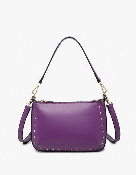 J&C Carmen Studded Crossbody w/Shoulder Strap - Royal Purple