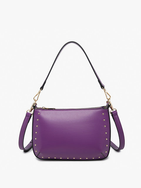 J&C Carmen Studded Crossbody w/Shoulder Strap - Royal Purple