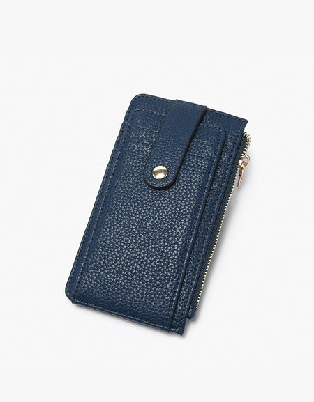 Mae Multi-Card Wallet w/ Strap Snap Closure - Navy