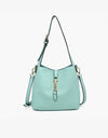 Agnes Press-Lock Satchel w/ Inner Bag & Crossbody Strap - Seafoam