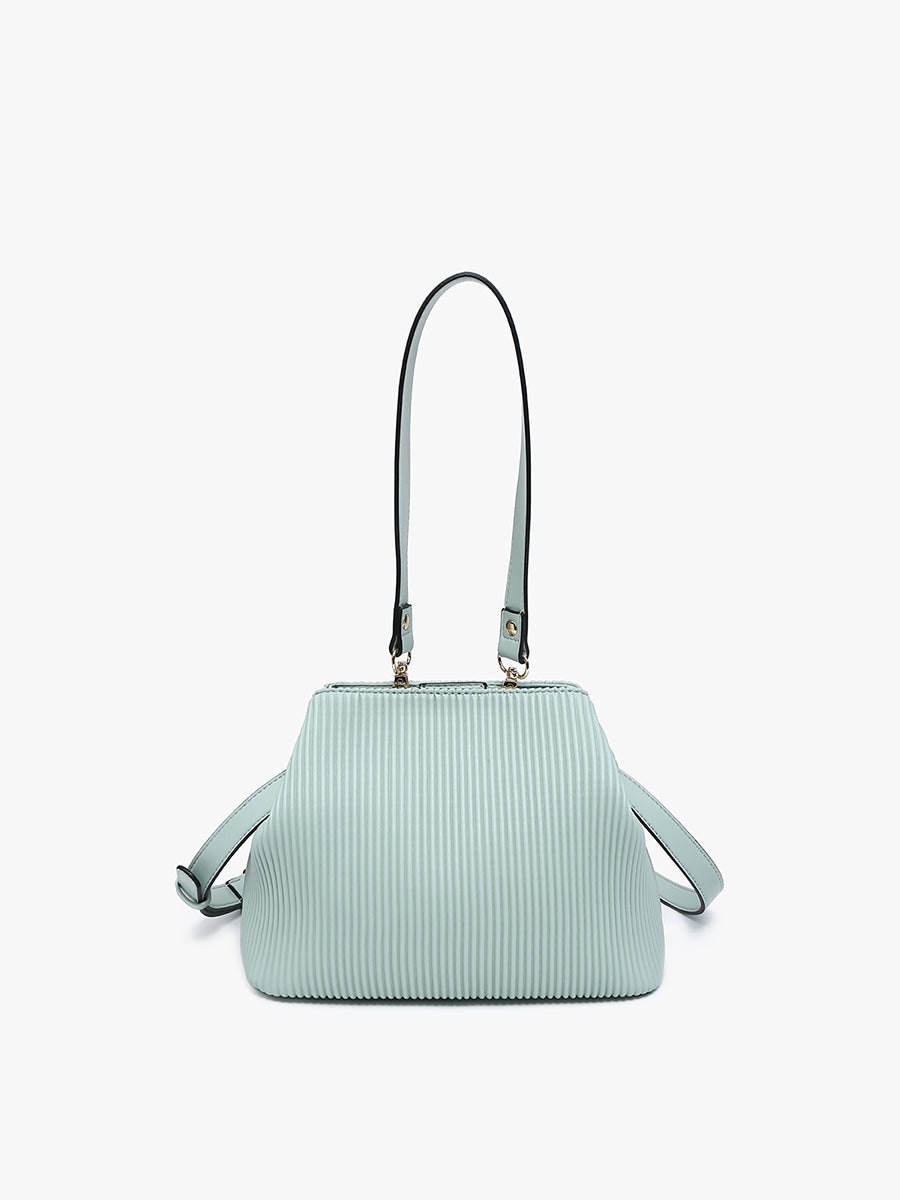 Dove Pleated Satchel w/ Large Handle - Fig