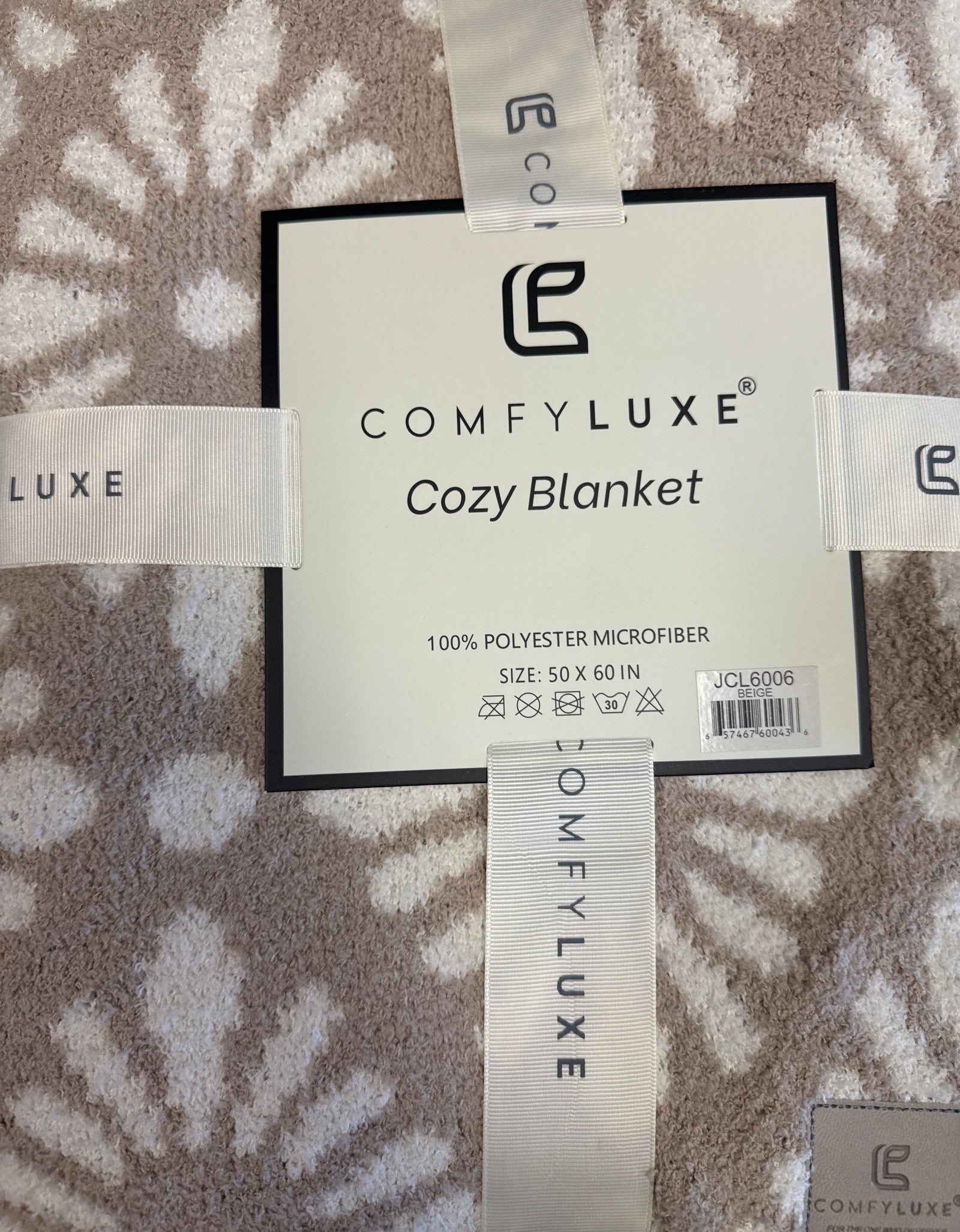 Taupe medallion cozy blanket