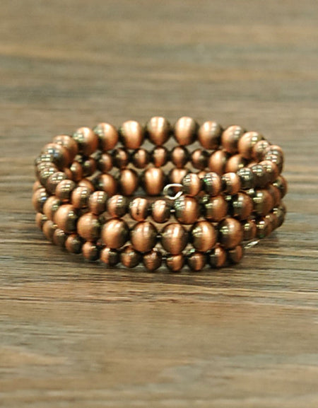 Navajo Bead Wrap Bracelet - Copper