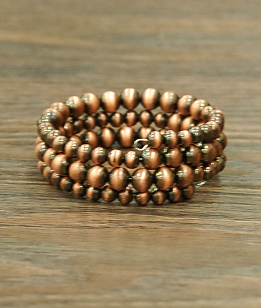 Navajo Bead Wrap Bracelet - Copper