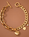 Oval and chain link heart toggle bracelet