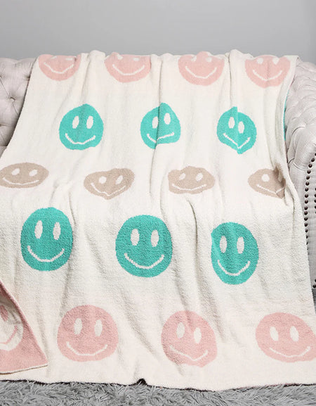 FC Multicolor Happy Face Throw Blanket