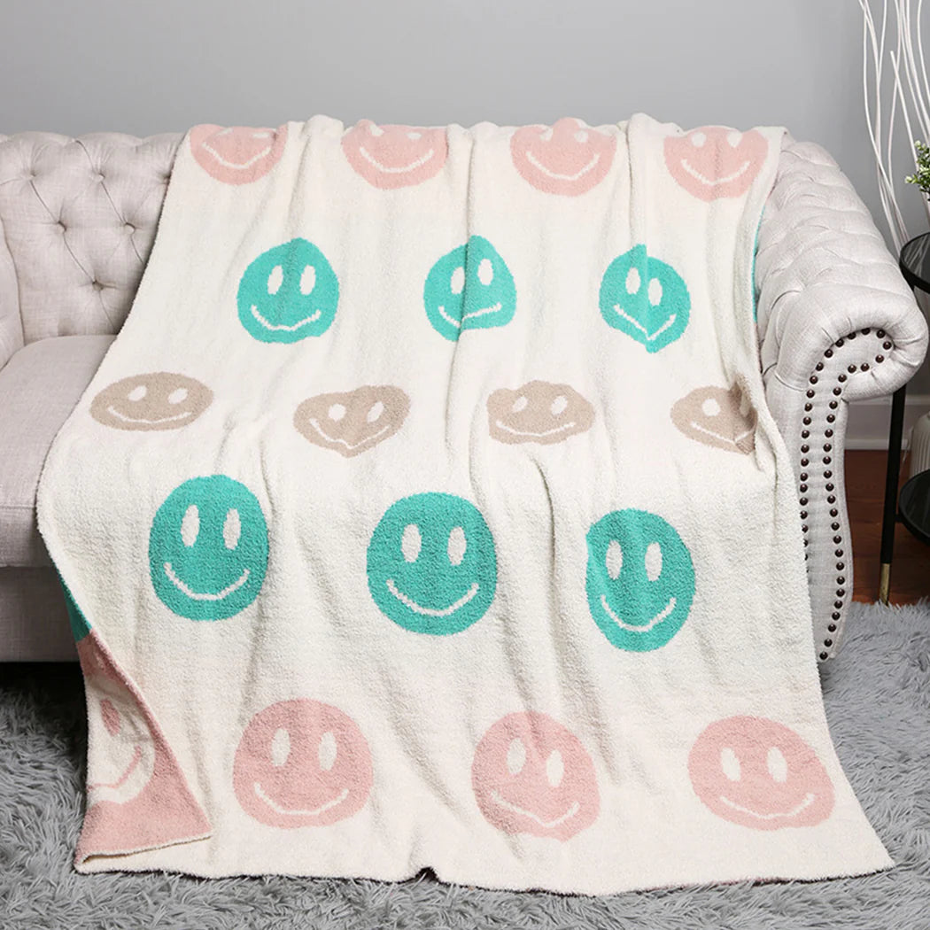 FC Multicolor Happy Face Throw Blanket