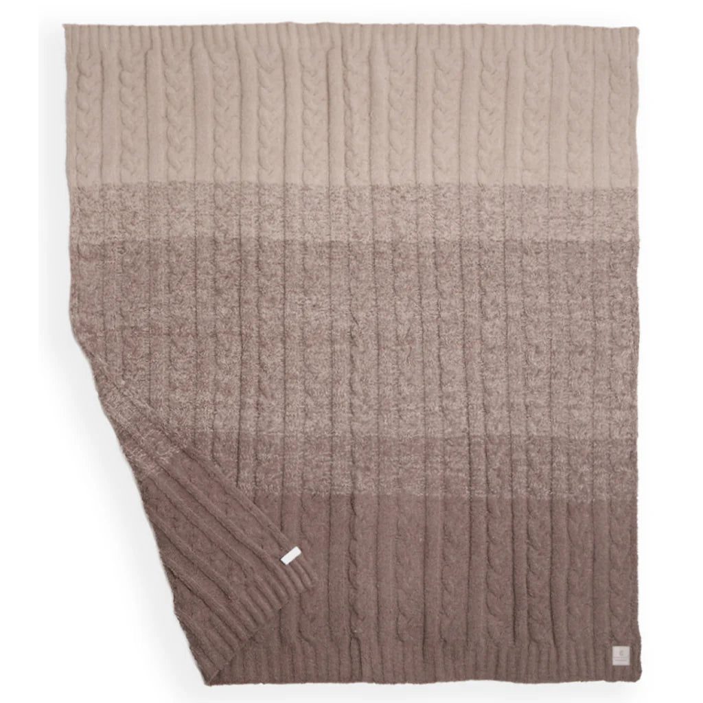 FC Color Gradient Knit Reversible Throw Blanket - Beige