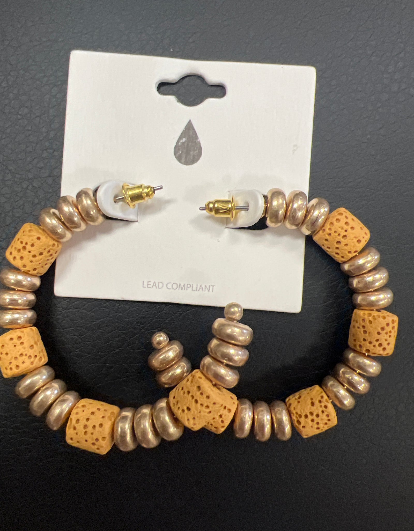 Mustard lava rock earrings