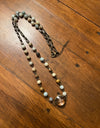 AC link chain necklace with beads and oval crystal