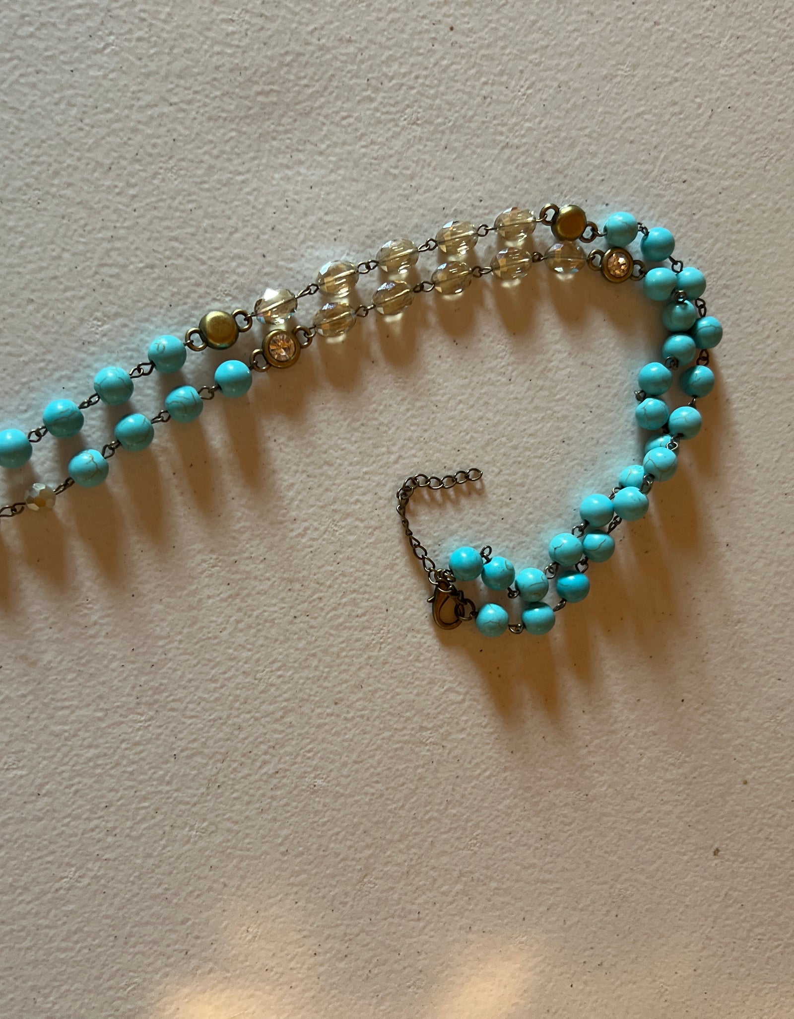 AC turquoise/bead/crystal chain necklace