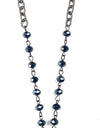 Blue bead chain with heart pendant drop