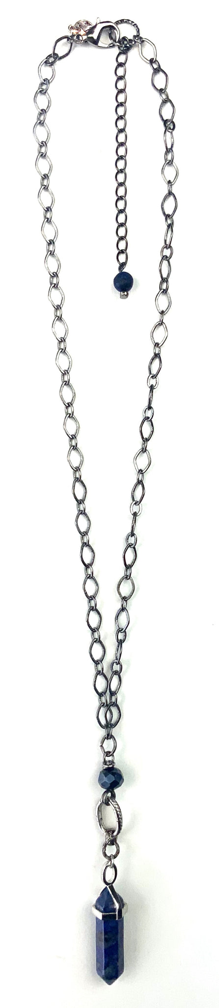 Blue stone point pendant necklace