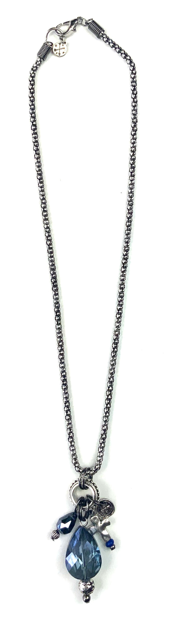 TUBE CHAIN W/RING & DANGLES DROP NECKLACE