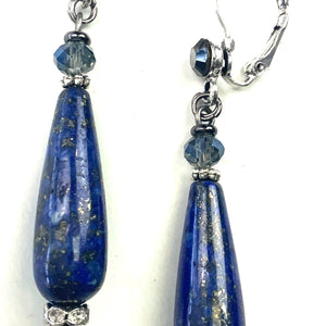 Blue Teardrop Stone Earrings