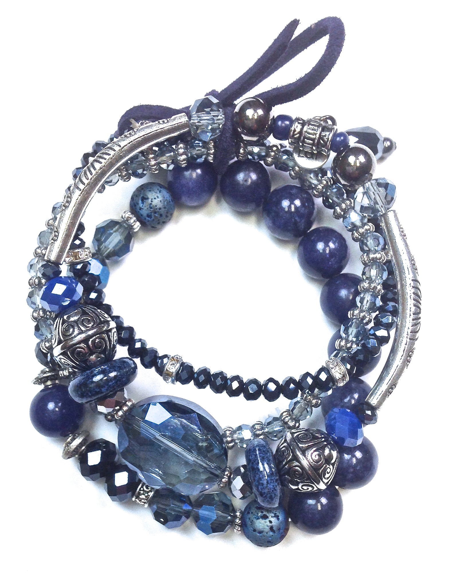 Blue multi strand bracelet set