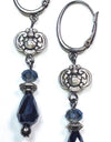 Blue bead dangle leverback with ornate bead earring
